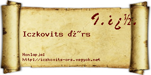 Iczkovits Örs névjegykártya
